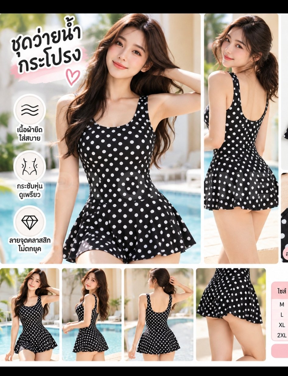 ชุดว่ายน้ำหญิง ลายจุด
