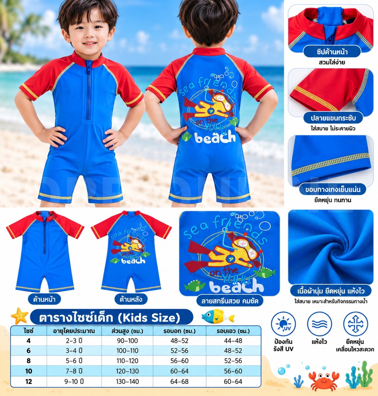 ชุดว่ายน้ำเด็กบอดี้สูท+ซิปหลัง 🔹🔹❗️