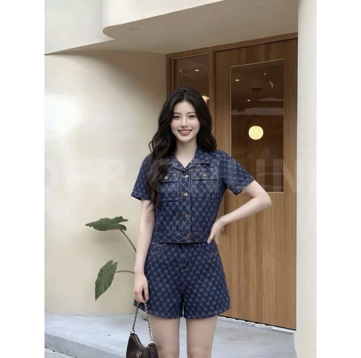 ชุดเซทยีนส์แขนสั้นขาสั้น ผู้หญิง