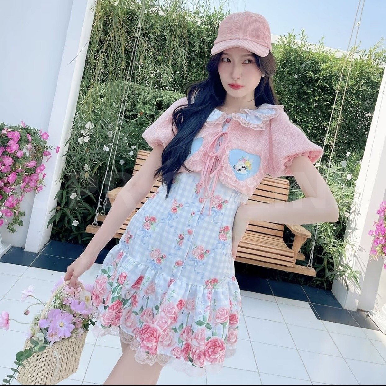 มี (S)Qc ตัวโชว์มีรอย ขอรับได้ไม่ดราม่า ผ Maria Diamond สีพาสเทล Le Petit Bunny Dress เดรูสวันผู้าไหมญี่ปุ่นพิมพ์ลายกระดุมหน้า ดีเทลเสือกักขนสันงานปักหัวใจลายกระต่าย มิ ซับใน/ยาว32/จุด5ข้าม