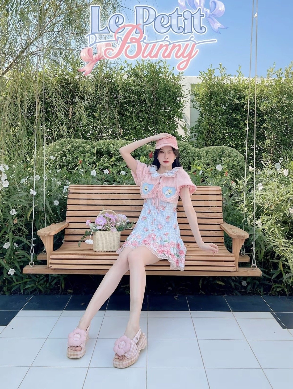 มี (S)Qc ตัวโชว์มีรอย ขอรับได้ไม่ดราม่า ผ Maria Diamond สีพาสเทล Le Petit Bunny Dress เดรูสวันผู้าไหมญี่ปุ่นพิมพ์ลายกระดุมหน้า ดีเทลเสือกักขนสันงานปักหัวใจลายกระต่าย มิ ซับใน/ยาว32/จุด5ข้าม