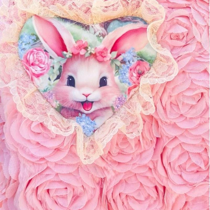 Maria Diamond สีชมพู Rabbit Primo Dress เดรสทรงปล่อยผ้ากุหลาบขน 3D สีชมพู พาลเทล แขนระบาย ปกแหลมพิมพ์ลาย ซิปหลัง มีซับใน /เดรสยาว33 /1นิวลงเดิม