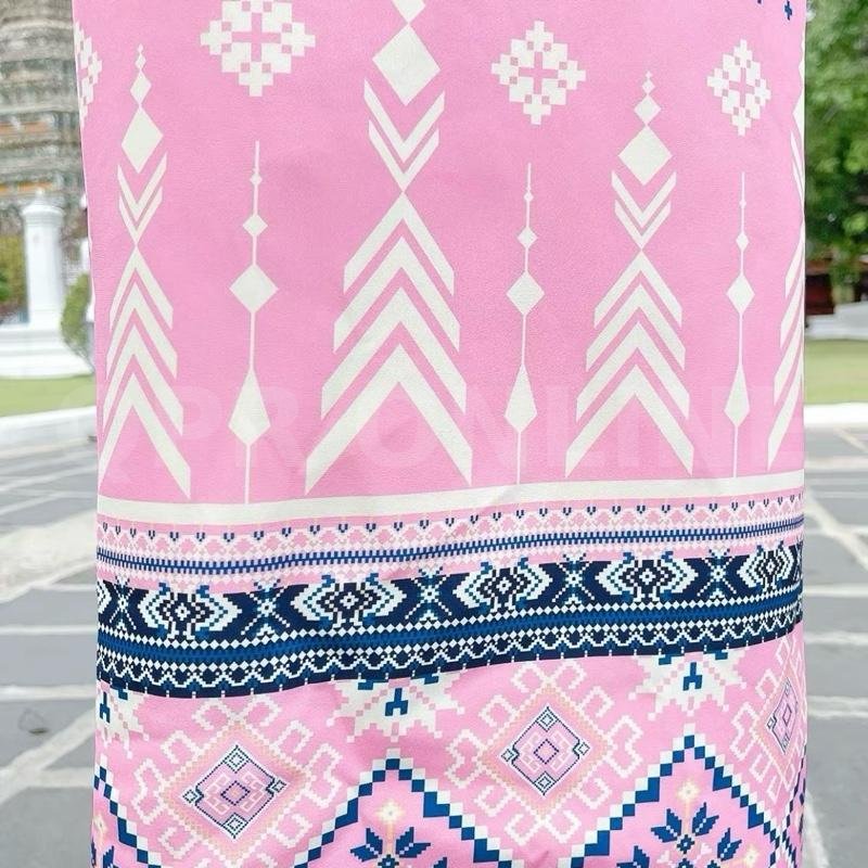 Maria Diamond มีให้เลือก 2 สี Pon Chee Wa ชุดไทยประยุกต์เซ็ต 3 ชิ้น เสื้อซับใน สายปรับได้ + เสอลูกเมแขนยาว + กระเปรงยาว พิมพ์ลายทบหน้า/เสือยาว22|กระโปรง ยาว38/0.5 ลงเดิม