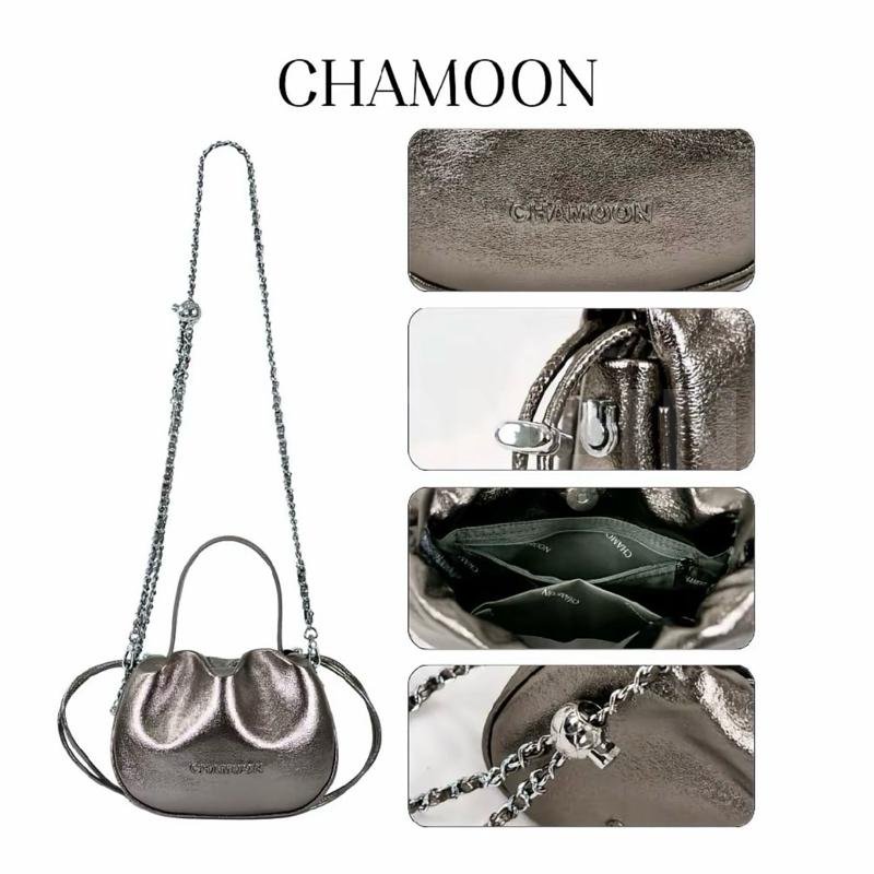 กระเป๋าทรงฟักทอง กระเป๋าแฟชั้น CHAMOON Chani (ชานิ) CL25 กระเป๋าหนัง ถือ สะพายข้างทรงจีบ กระเป๋าแฟชั่นถอดสาย ยาวได้ ลด — เงิน