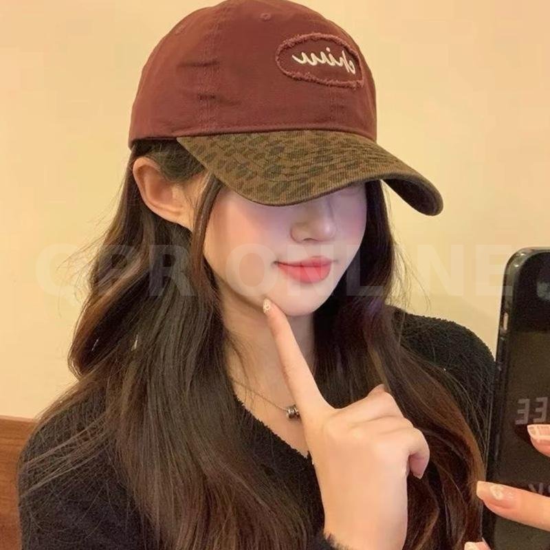 Halo studio พร้อมส่ง หมวกุแก้ป Y2K หมวกเบสบอลพิมพ์เสือดาว หมวกแฟชั่น — แดงเข้ม ลายเสือ