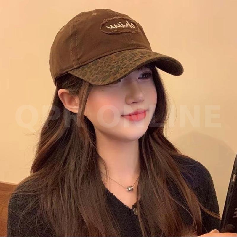 Halo studio พร้อมส่ง หมวกุแก้ป Y2K หมวกเบสบอลพิมพ์เสือดาว หมวกแฟชั่น — แดงเข้ม ลายเสือ